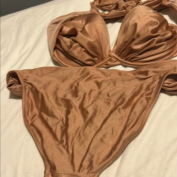 Aqua Brown Satin Bra with Unique Strap Design - Picture 6 of 6